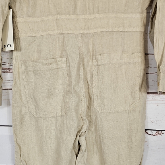 Mate The Label | Organic Linen Natural Buttoned Jumpsuit NWT - Picture 6 of 9